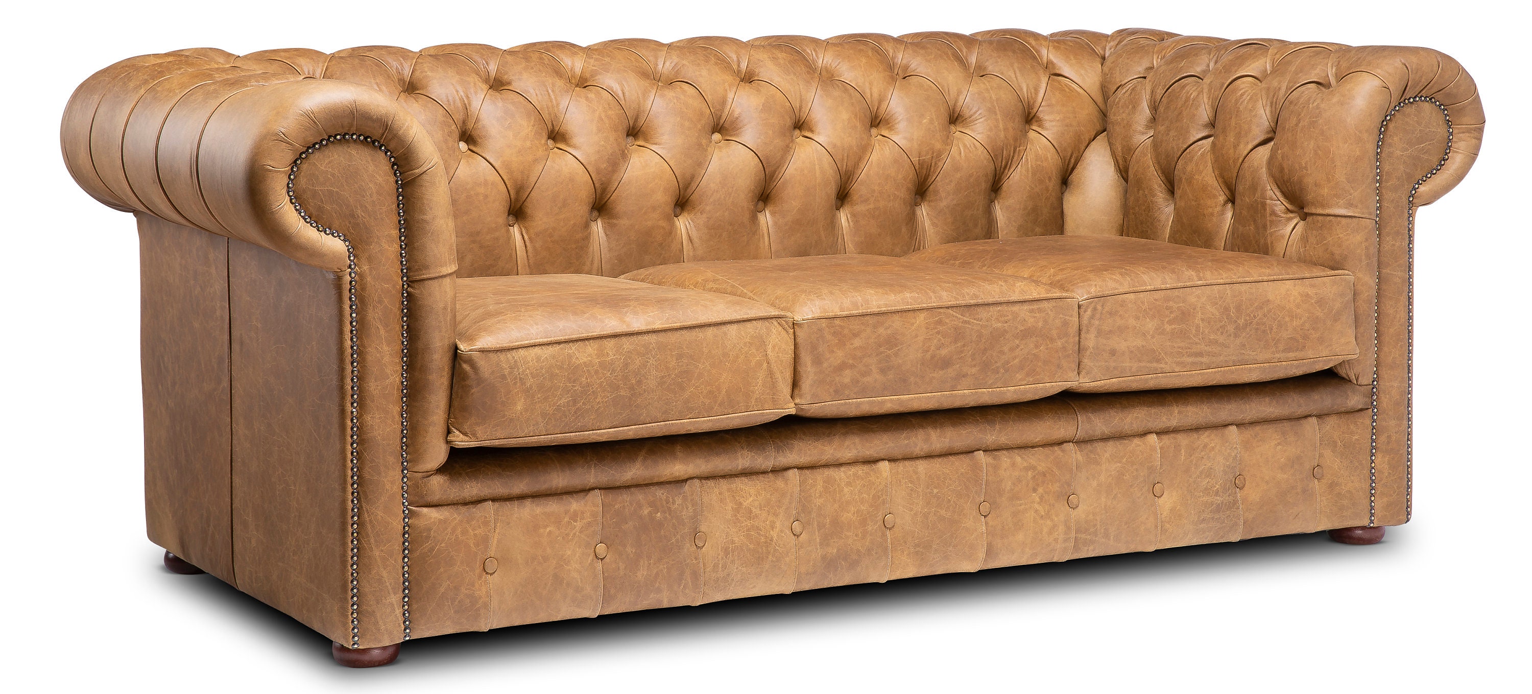 Chesterfield Real Leather Two / Three Seater Sofa Vintage Cognac - Etsy UK