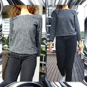 FADO: Handmade Chic Jacquard Top with Removable Bow, Size S to M - Elegant, Minimalist, Classic, Unique, High-Quality from Lisbon, Portugal