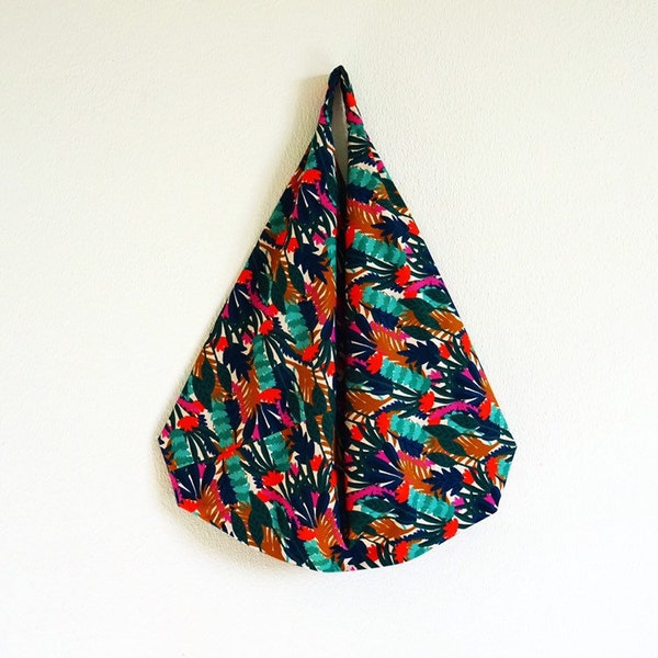 TROPICALIA ORIGAMI BAG: One of a Kind Azuma Bukuro Bag, Artsy Floral - Handmade, Best-Selling, 100% Cotton, High Quality Fabrics