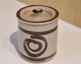 Abaty Wales pottery lidded mustard pot.