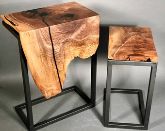 Live Edge Resin &quot;Waterfall&quot; Side Tables SOLD