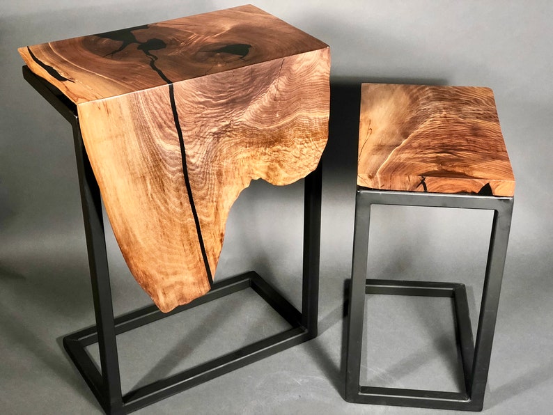 Live Edge Resin waterfall Side Tables SOLD Etsy