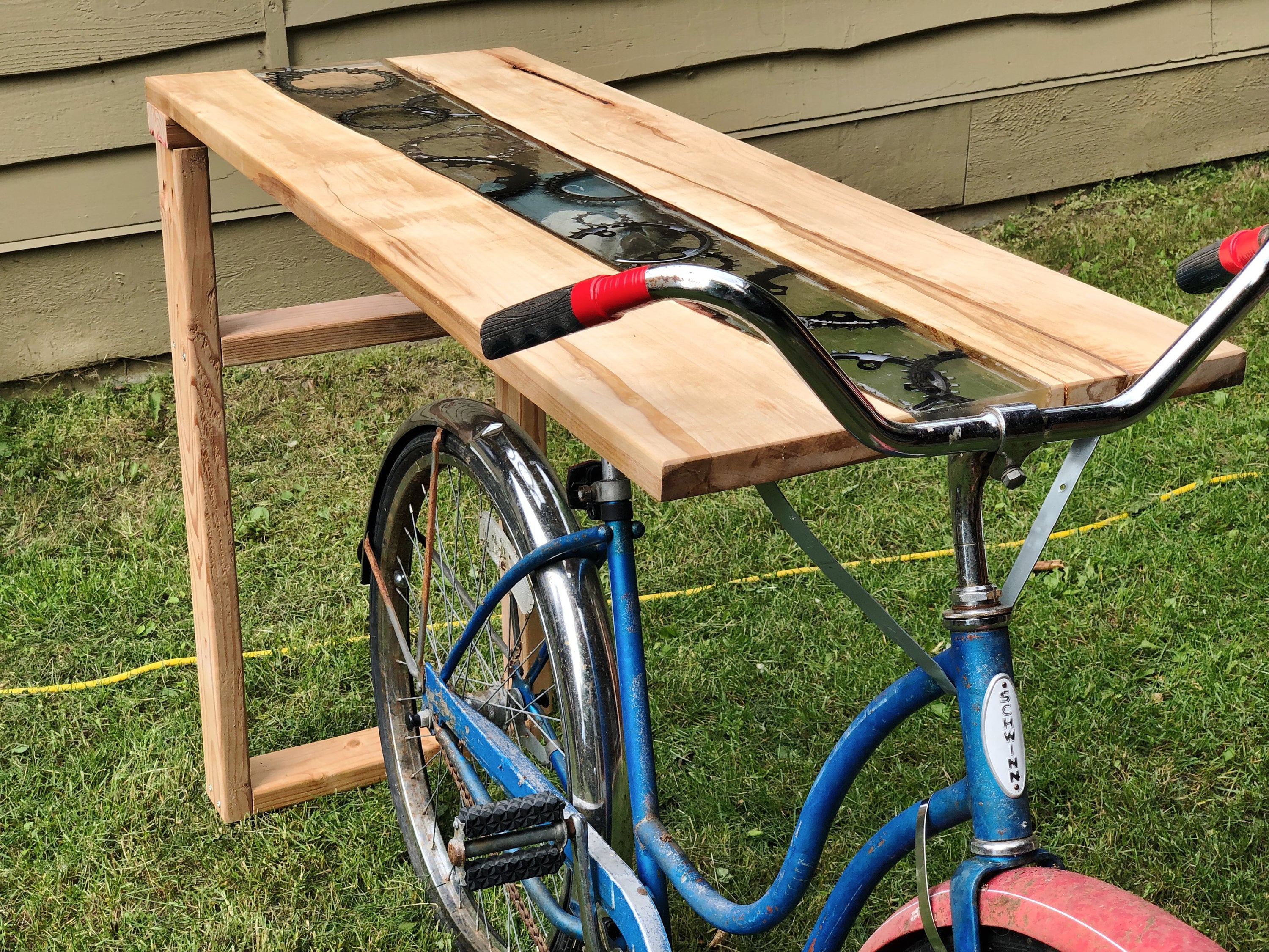 Bicycle Art Resin River Table