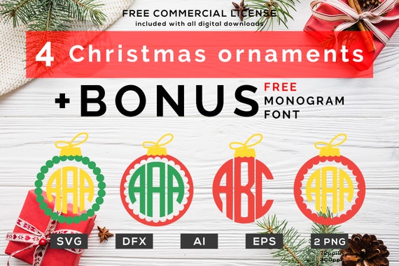 Download Christmas Ornaments Monogram Svg Christmas Monogram Svg Etsy