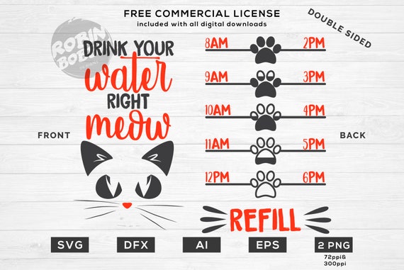 Download Drink Your Water Right Meow Tracker Svg Dxf Eps Png Files For Etsy 3D SVG Files Ideas | SVG, Paper Crafts, SVG File