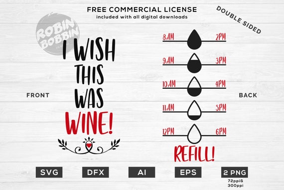 Download Free I Wish This Was Wine Svg Water Bottle Tracker Svg Wine Love Etsy SVG Cut Files