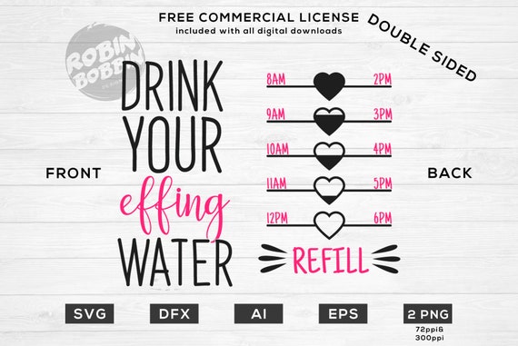Drink Your Effing Water Tracker Svg Dxf Eps Png Files For Etsy
