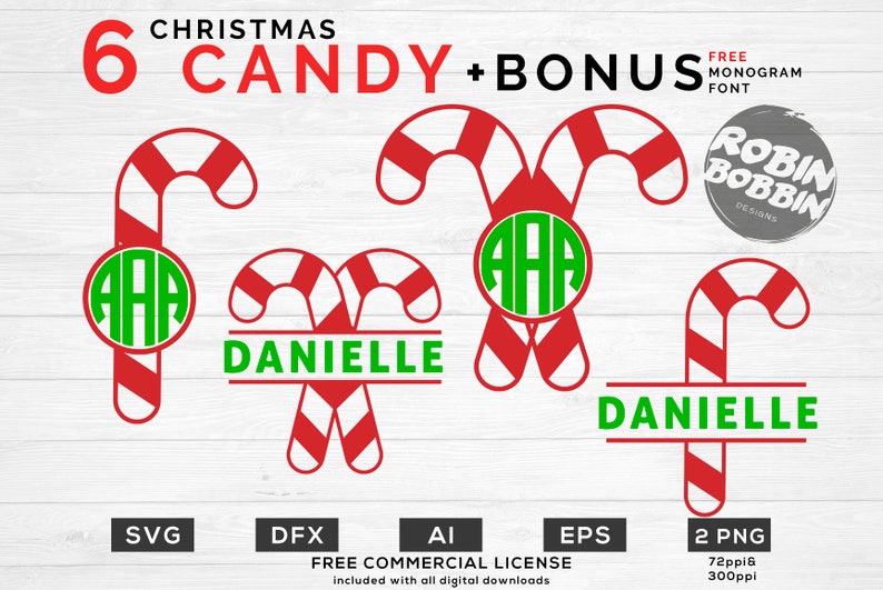 Christmas Candy Monogram Svg Christmas Monogram Svg Candy Etsy