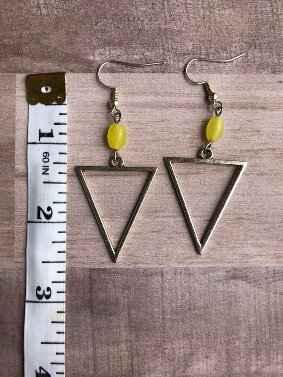 925 Solid Sterling Silver Triangle Earrings HookDanglingPolishedTri-angle Earrings