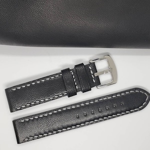 20 mm dunkelblau Designer handgefertigte handgenähte echte Lederarmband von YG in den USA hergestellt