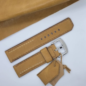 ALL 22 mm kamelfarbenes Designer-Armband aus echtem Leder von YG in den USA hergestellt