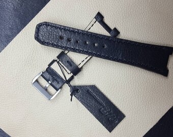 Handmade Genuine Leather Watch Band For IWC Ingenieur Chrono – Black, Metal Structure – 28mm Lug, 18/16mm Taper