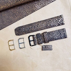 22 mm genuine leather handmade golden stingray pattern watch band UNIQUE!!! Good for Apple watch too...
