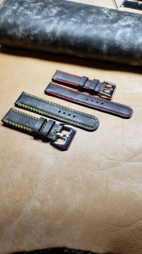 Black/gray All Handmade in the USA Genuine Leather Watch