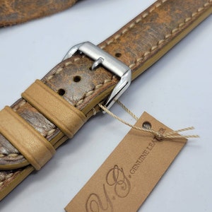 20 mm beige/brown 100% genuine leather all handmade and hand stitched watch band