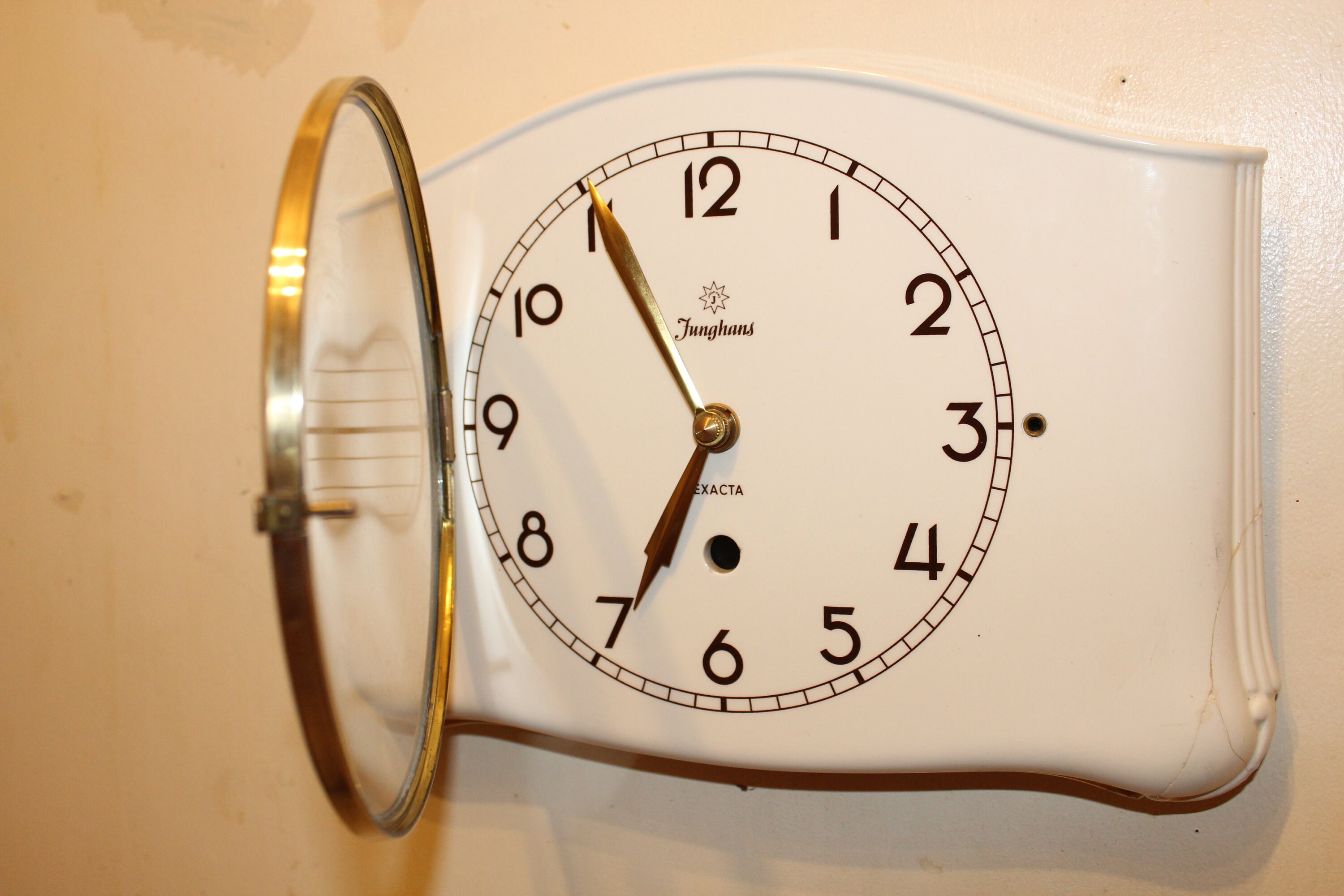 Junghans EXACTA Ceramic Wall Clock Offwhite Vintage Art Deco Quartz Etsy