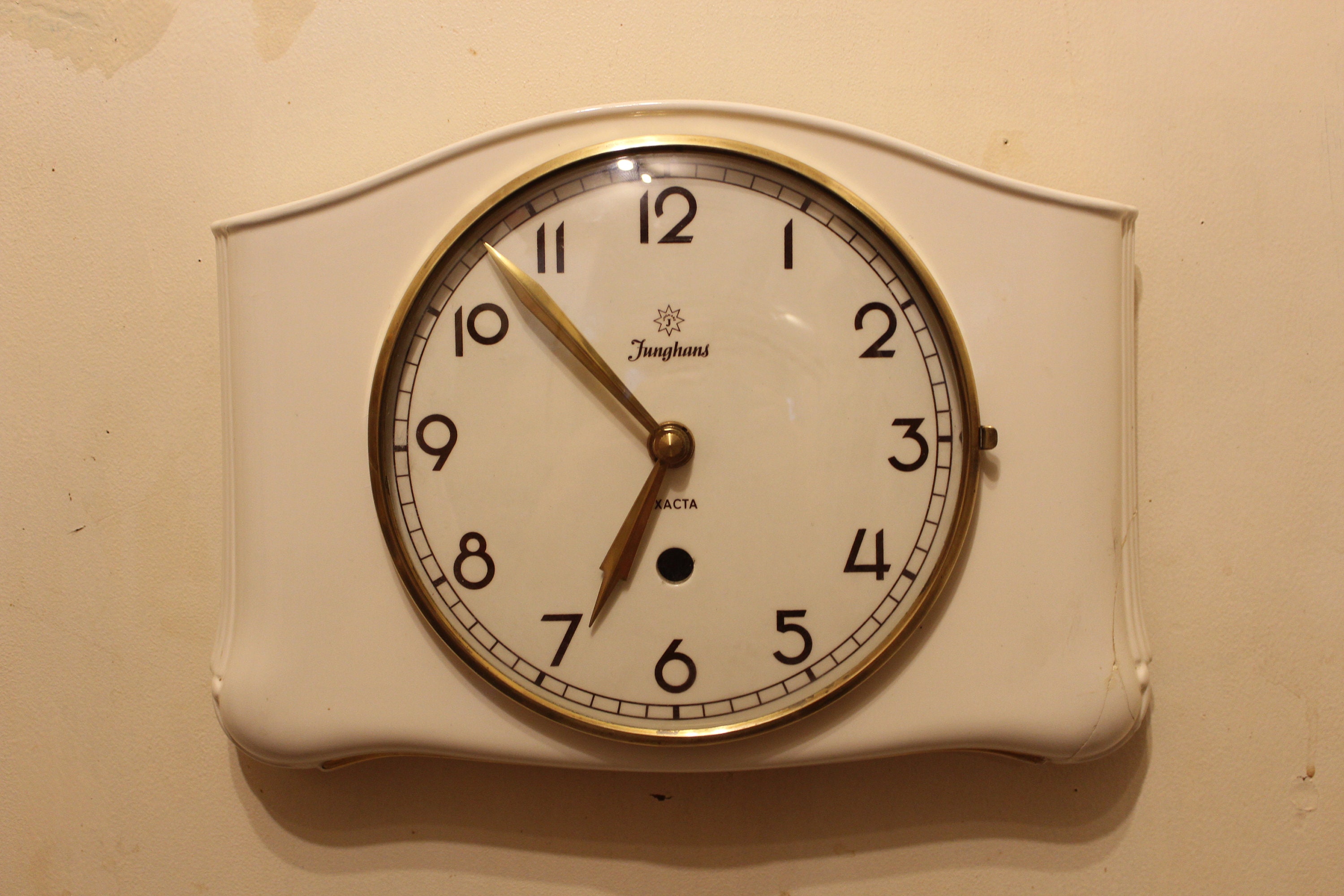 Junghans EXACTA Ceramic Wall Clock Offwhite Vintage Art Deco Quartz Etsy