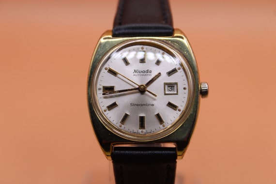 NIVADA Streamline lady Date Reloj automatico vintage para mujer hecho en Suiza raro Etsy Mexico