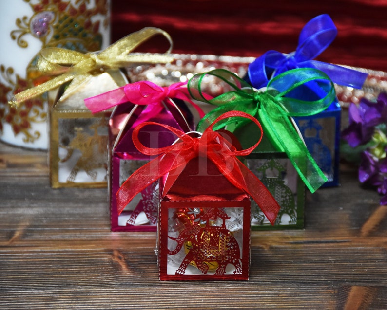 50 Pcs Customized Elephant Candy Box Indian Wedding Favors Etsy