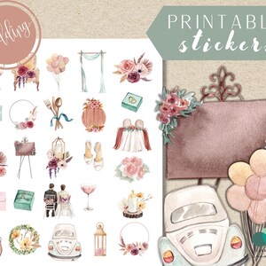 Printable Wedding Planner Stickers Instant Download 8.5x11 in, Bride Planner Book, Wedding Planner Book image 1