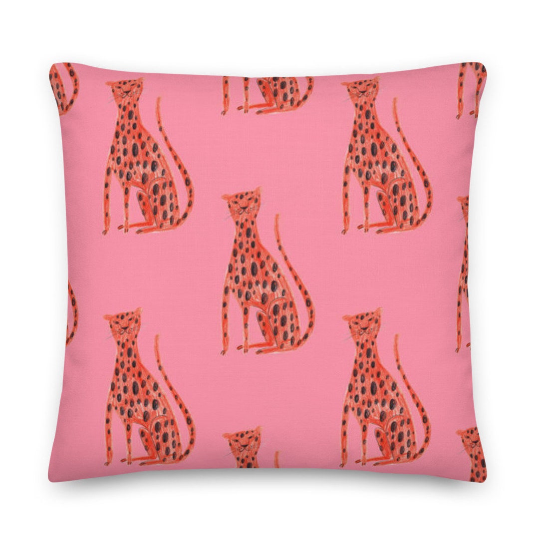 Cute Pillow for Kids With Cheetah Pattern Pink Throw Pillow Etsy