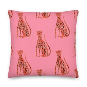 Cute Pillow For Kids With Cheetah Pattern, Pink Throw Pillow, Cheetah Pillow And Pillow Cover