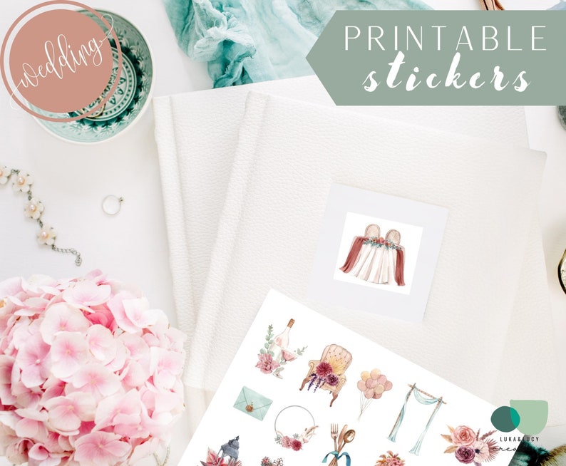 Printable Wedding Planner Stickers Instant Download 8.5x11 in, Bride Planner Book, Wedding Planner Book image 6