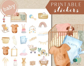 Printable Planner Stickers Instant Download 8.5x11 In, Baby Shower ...