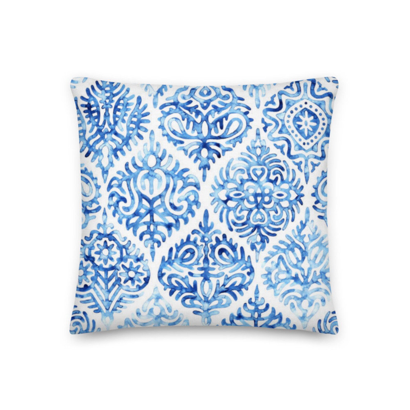 White and Blue Pattern Throw Pillow Case With Pillow, Gender Reveal Ideas, Bohemian Pillow Etsy UK
