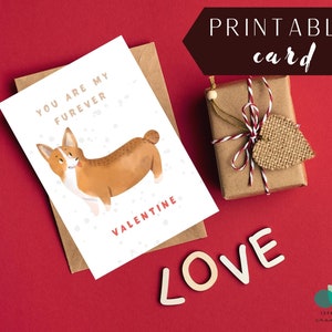 Afdrukbare Valentijnsdag voor hond wenskaart Instant Download 7x5 in kaarten voor Valentijnsdag kaart om te downloaden, opvouwbare liefdeskaart