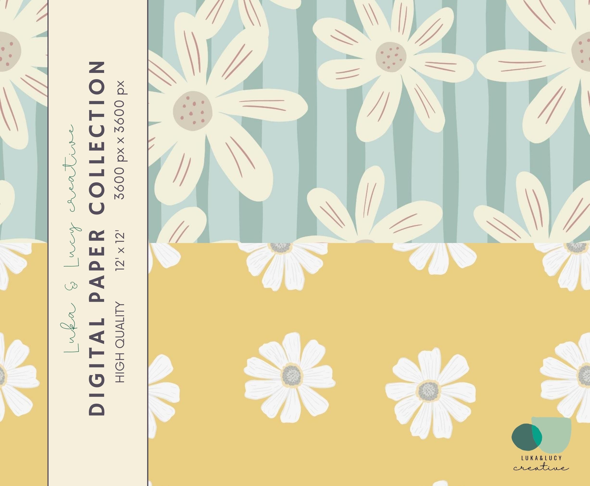 Daisy Digital Paper Pack – Floral Seamless Pattern | Summer Scrapbook ...