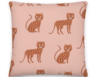 Adorable Oreiller Cheetah Print Throw, Oreiller Mignon Animal Print, Couverture d’oreiller Cheetah Lombaire Tigre Sibérien