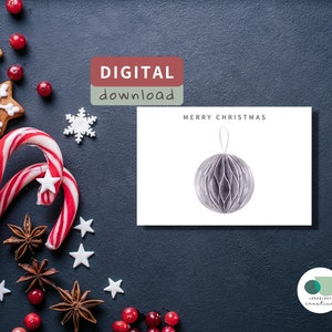 Printable Christmas Greeting Card Instant Download 7x5 in Cards For Christmas, Christmas Ornament Card To Download, Foldable Christmas Card