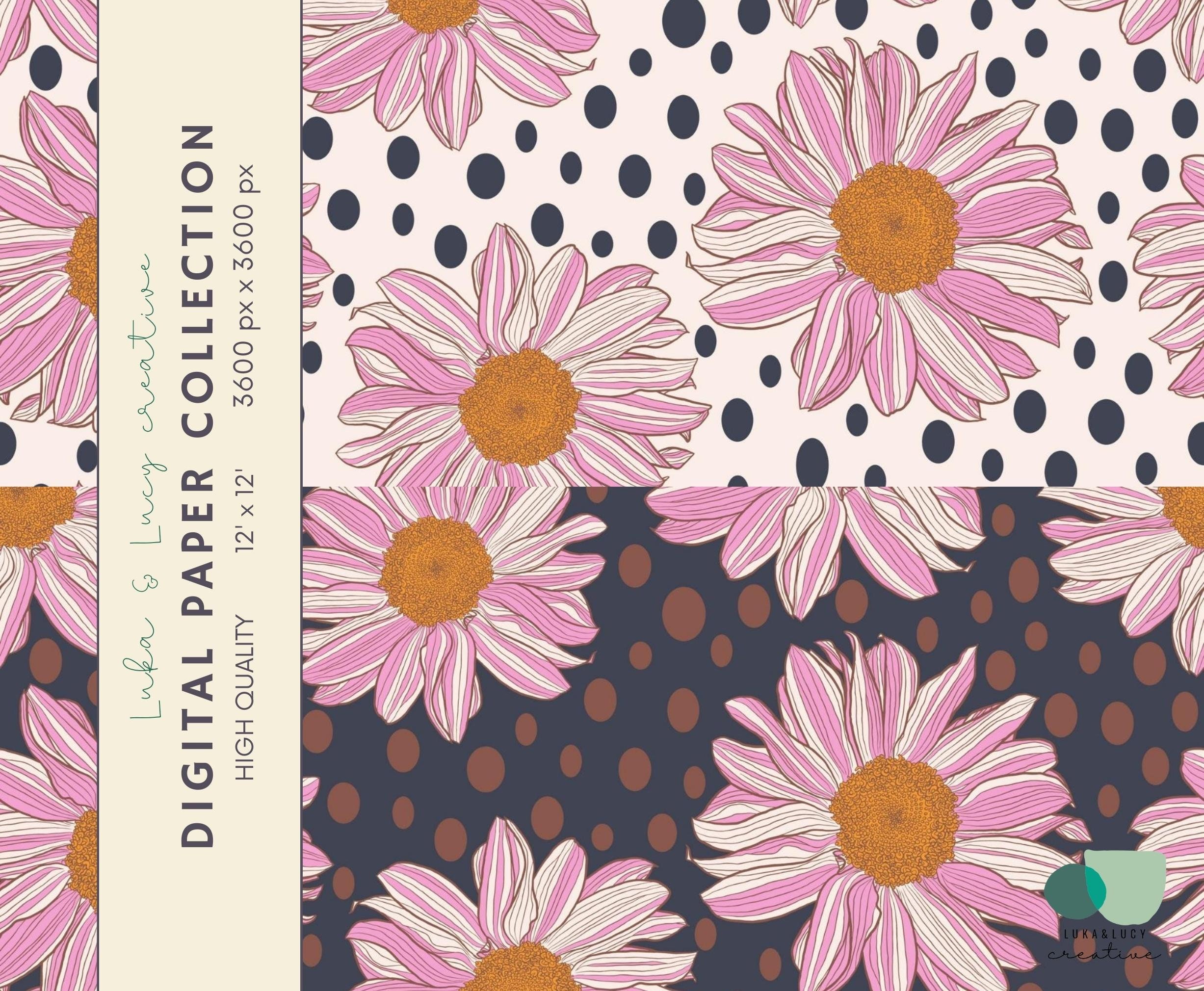 Daisy Digital Paper Pack Floral Seamless Pattern Summer Scrapbook ...