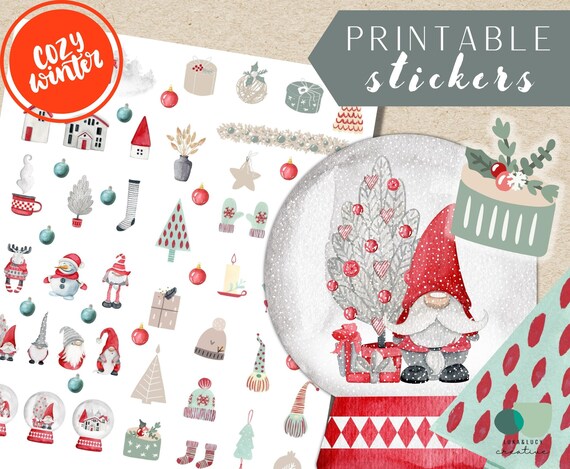 Printable Christmas Stickers Instant Download 8.5x11 In - Etsy
