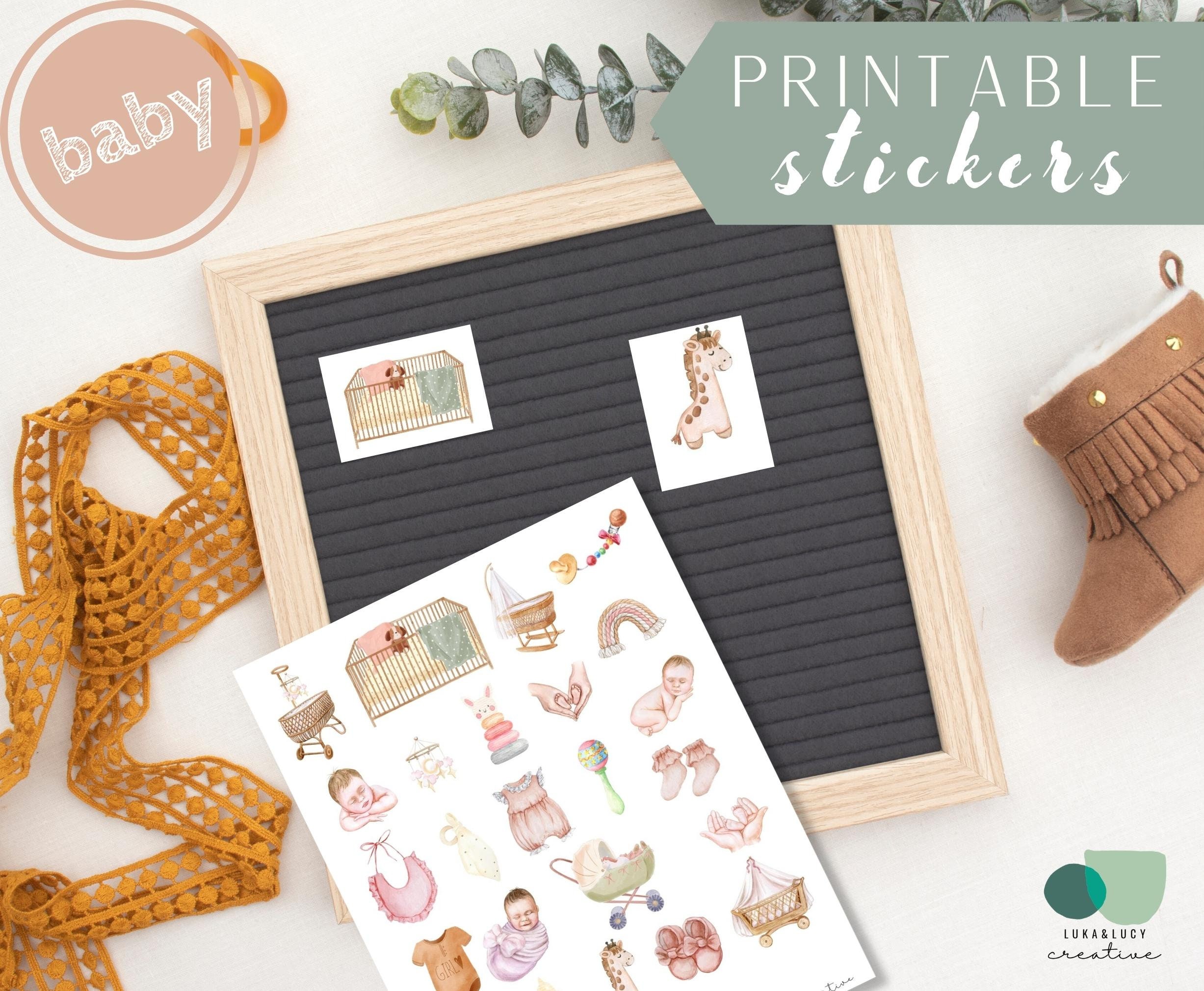 Printable Planner Stickers Instant Download 8.5x11 In, Baby Shower ...