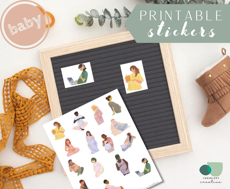 Printable Planner Stickers Instant Download 8.5x11 In, Baby Shower ...