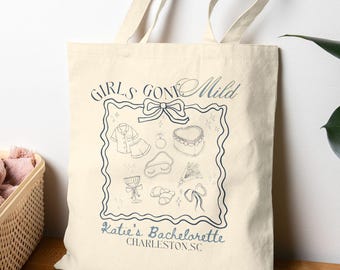 Girls Gone Mild Bachelorette Trendy Tote Bag Bride Tote Bag Bridesmaid Tote Bag Spa Bachelorette Custom Beach Bag Bachelorette Gift