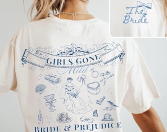 Camiseta Girls Gone Mild para despedida de soltera, camiseta Girls Gone Mild para despedida de soltera, camiseta Pride and Prejudice para despedida de soltera, camiseta personalizada Coquette de talla grande