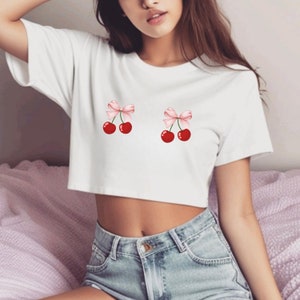Cherry Shirt Coquette Crop Top Coquette Top Coquette Clothing Dark Coquette Dollette Coquette Aesthetic Coquette Clothes Coquette Shirt