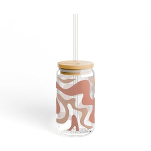 Trendy Glass Tumbler Cute Glass Can Aesthetic Coffee Glass Glass Tumbler with lid and straw Summer Coffee Cup Summer Mama Iced Coffee Glass
