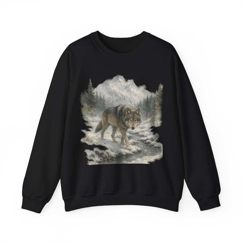 Sudadera retro de lobo de los 90, estilo vintage, con cuello redondo, estilo bohemio, unisex, estilo Cabincore, acogedor, temporada rústica, con lobos, para chica granola imagen 10