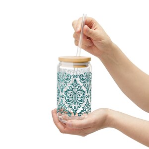 Trendy Glass Tumbler Cute Glass Can Aesthetic Coffee Glass Glass Tumbler with lid and straw Summer Coffee Cup Summer Mama Iced Coffee Glass