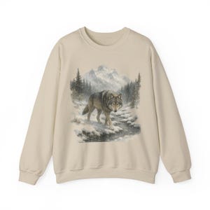 Sudadera retro de lobo de los 90, estilo vintage, con cuello redondo, estilo bohemio, unisex, estilo Cabincore, acogedor, temporada rústica, con lobos, para chica granola imagen 9