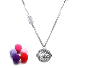 Essential Oils Diffuser Snowflakes Necklace Plated with 18K White Gold