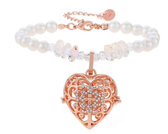 Essential Oils Diffuser Love Heart Bracelet Plated with 18K Rose Gold