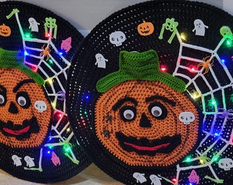 22" - Halloween matching pair with LED lights Wheelchair Wheel Cover Spoke  Wheel Special Fun Unique Scary Pumpkin