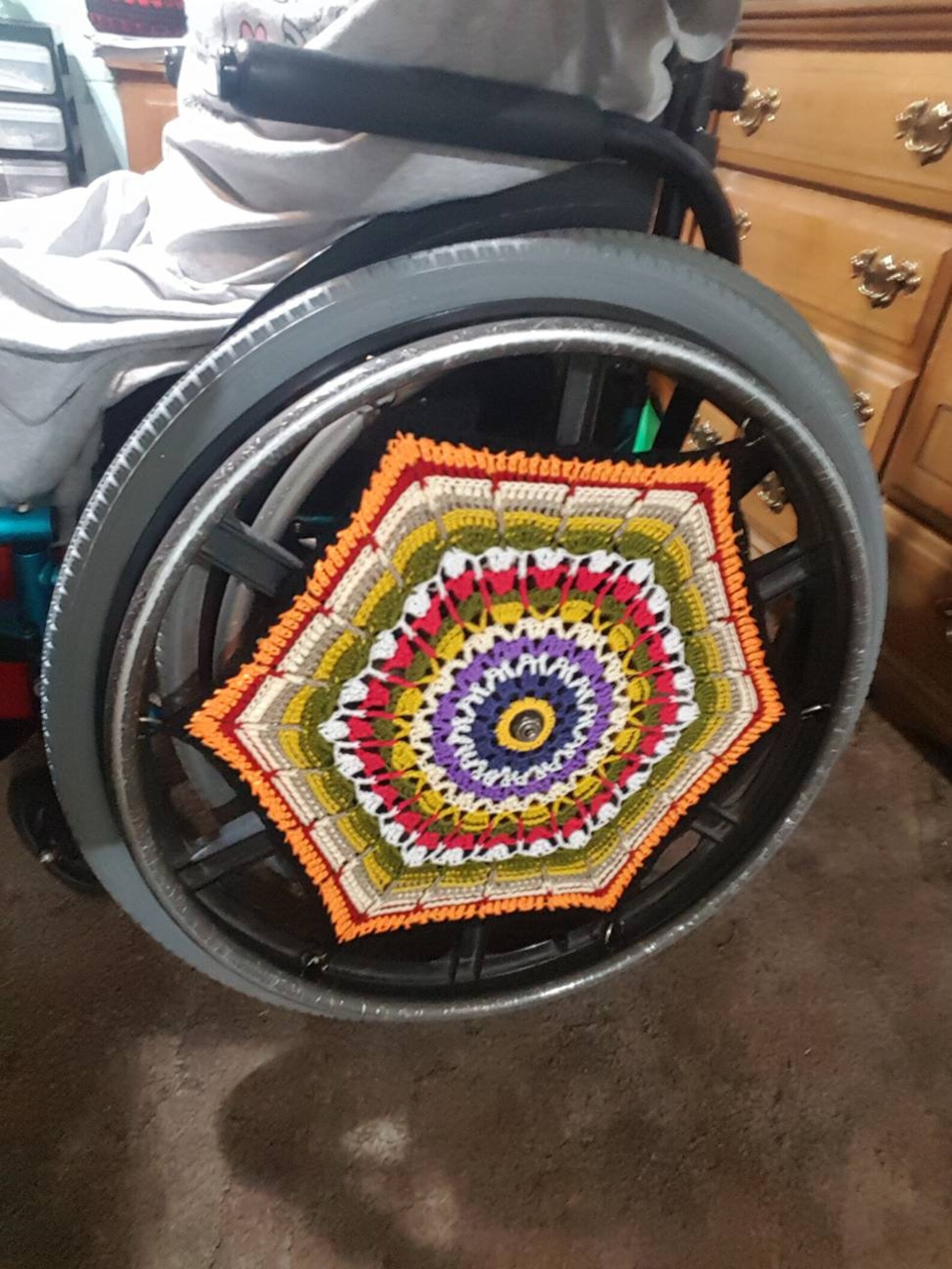 1 Wheelchair Wheel Cover Ready to Ship Spoke Cover Wheel Wall Etsy