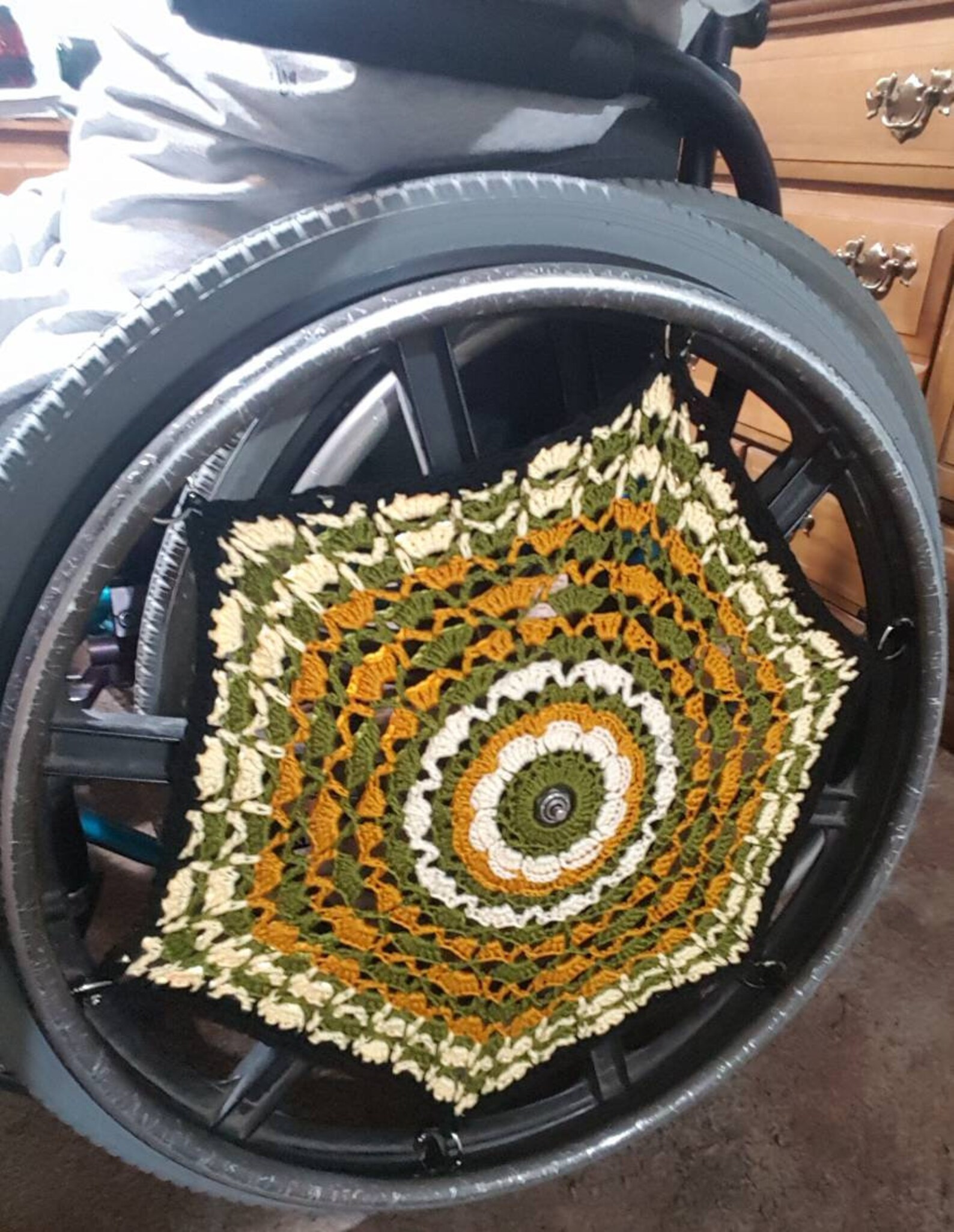 1 Wheelchair Wheel Cover Ready to Ship Spoke Cover Wheel Wall Etsy