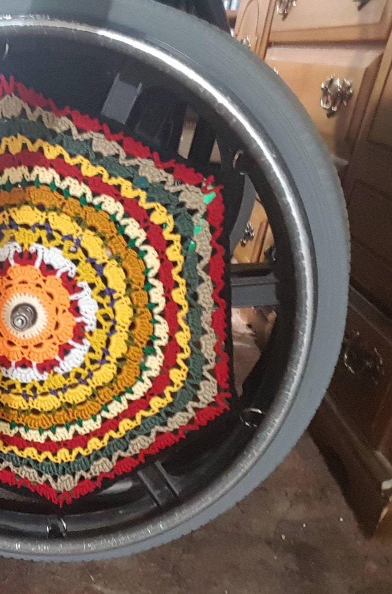 1 One Wheelchair Wheel Cover Ready to Ship Spoke Cover Wheel Wall Décor Special Gift Attractive Fun Unique Gift Amazing Giving Free Ship image 3